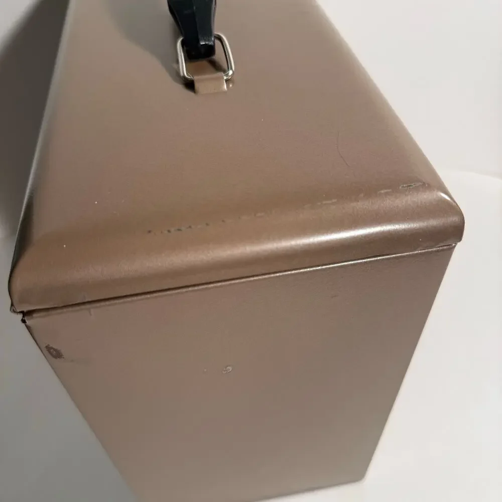 Vintage Rockway Metal File Box Tan 13.5” x 5” x 8.75” Security